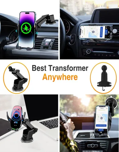 Miniatura 7 de Soporte inalámbrico para cargador de automóvil, carga rápida, sujeción automática de 15 W, soporte inteligente de inducción de control dual