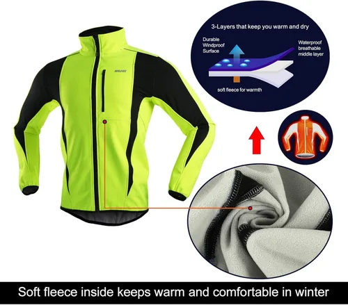 Miniatura 4 de Chaqueta térmica para ciclismo (tejido Softshell, resistente al viento, impermeable, 15K) de ARSUXEO