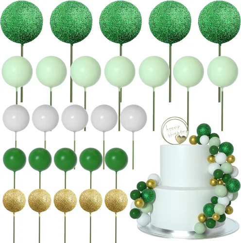 Miniatura 8 de ASTARON 50 piezas de palitos para topper de pastel con bolas mini, globos para decoración de pastel, suministros de espuma, bolas para decoración