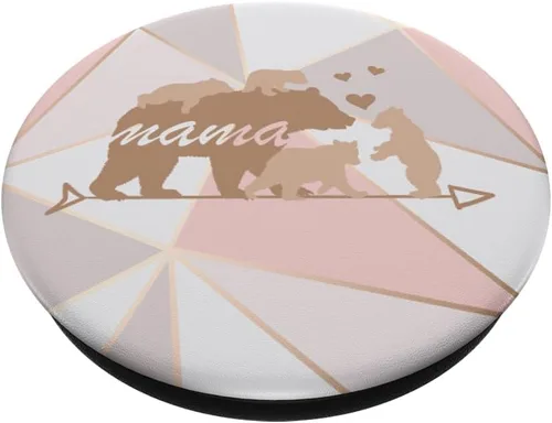 Miniatura 2 de Mama Bear Pop Socket 4 Cubs - Soporte para teléfono para mujer, diseño de oso de mamá, Negro