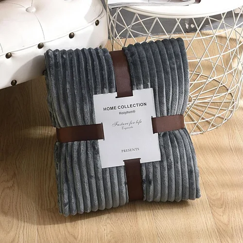 Miniatura 4 de Manta Sherpa para sofá, súper suave y gruesa, manta blanca, mantas cálidas para invierno, manta mullida para sofá cama, forro polar a rayas, crema