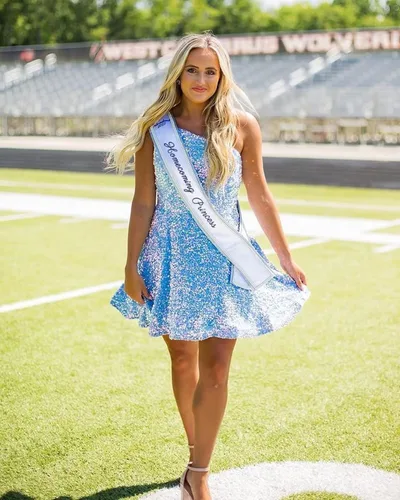 Miniatura 9 de Hjindpr Vestidos de lentejuelas de un hombro para adolescentes, vestido corto de graduación 2024, vestido formal acampanado brillante con bolsillos