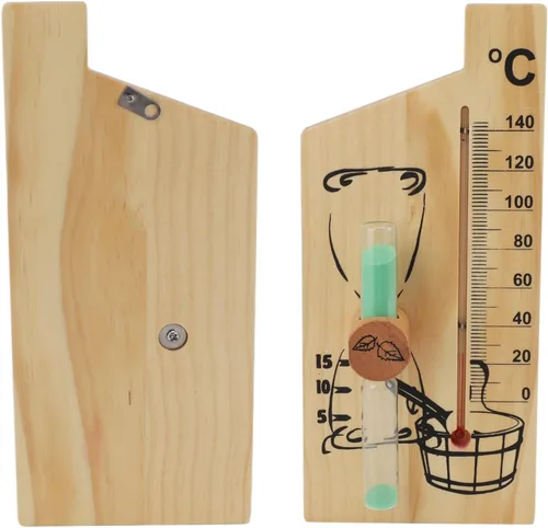 Miniatura 3 de Karlak Sauna Thermometer Hourglass 15 Minute Sand Timer 0 to 140 Celsius Degree Temperature Wall Mount Sauna Accessory