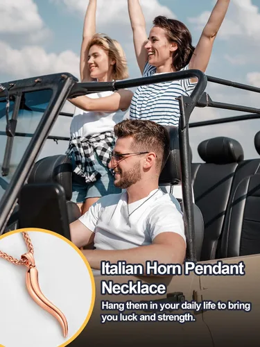 Miniatura 7 de U7 Colgante de cuerno italiano para hombres y mujeres, acero inoxidablenegrooro de 18 quilates, joyería de protección de talismán amuleto