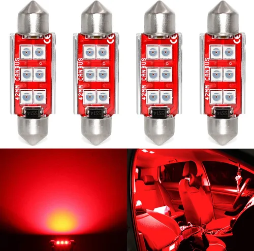 Miniatura 8 de PHINLION - Bombillas LED 578, superbrillantes 3030 6-SMD, Festoon 41 mm, 42 mm, bombillas LED 211-2 212-2 para luces de cortesía, domo, mapa, baúl