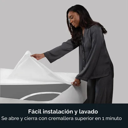 Miniatura 5 de AllerEase - Protector de colchón impermeable con cremallera platino tamaño individual, cremallera de 360 grados, barrera de alérgenos, equilibrio