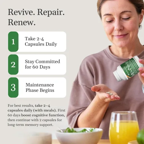 Miniatura 5 de MemNivia - Suplementos cerebrales para la memoria y la concentración Fórmula de células madre de doble salvia con Cognivia®, Bacopa, albahaca