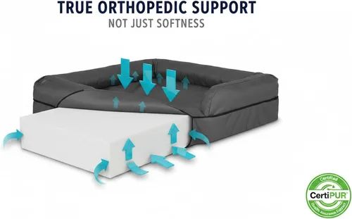 Miniatura 2 de The Dog's Bed - Cama ortopédica de espuma viscoelástica para perro, tela Oxford, gris con ribete negro, mediana