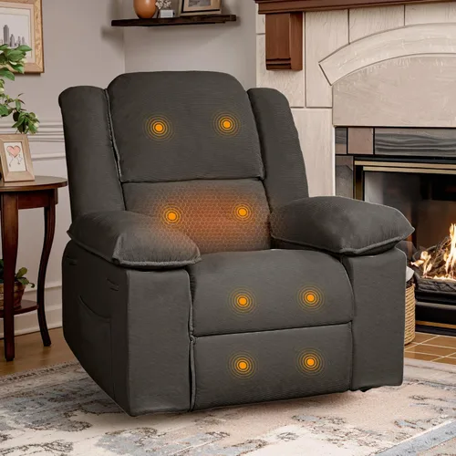 Miniatura 11 de Softa Silla reclinable giratoria para adultos con masaje y calor, sillón reclinable manual giratorio de 360° con bolsillo lateral, silla reclinable