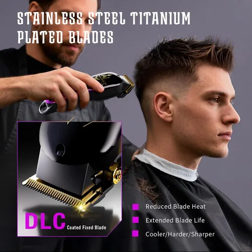 Miniatura 3 de SUPRENT PRO - Cortadora de pelo profesional para hombres, cortapelos de peluquería de alta calidad, hoja recubierta DLC y motor sin escobillas, kit