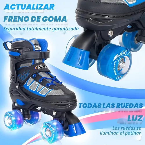 Miniatura 2 de Nattork Patines de ruedas para niños y niñas, 4 tamaños ajustables con ruedas iluminadas para niños principiantes para interiores y exteriores Azul