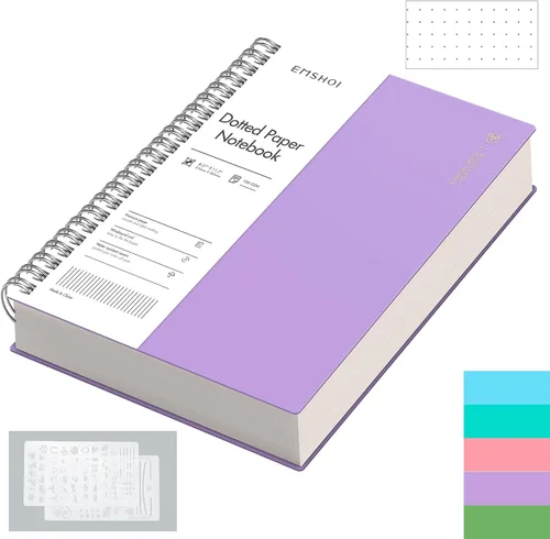 Miniatura 16 de EMSHOI Cuaderno de espiral A4, diario punteado de viñetas, 11.2" X 8.27", 300 páginas/150 hojas, papel de cuadrícula de puntos de 100gsm, tapa