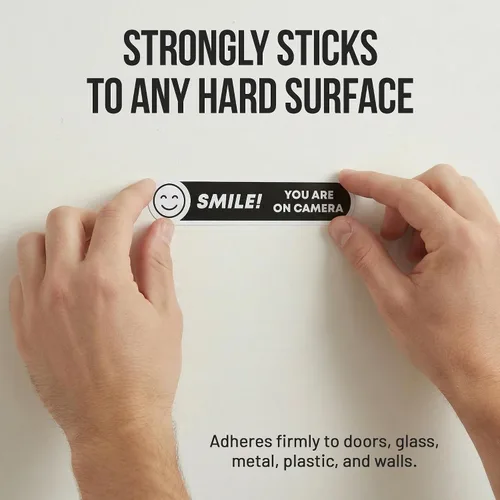 Miniatura 3 de Calcomanías para cámara Smile You're On (8 piezas) – Adhesivo fuerte, resistente al agua, letreros de «You are on» Tamaño 5 x 1 pulgadas. Adhesivos
