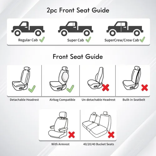 Miniatura 6 de Huidasource Fundas de asiento delantero de automóvil, funda de cojín impermeable de piel sintética F150 para asiento de camión, ajuste personalizado