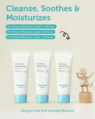 Miniatura 3 de GOONGBE Baby Skincare Travel Set - Cuidado de la piel coreano para bebés y baño esenciales - Champú y baño, loción Moisutre, crema - Hidratante