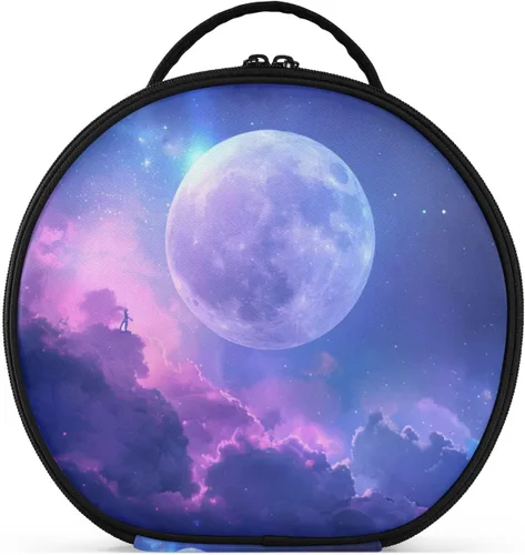 Miniatura 11 de senya Bolsa redonda para cosméticos, estuche de viaje para maquillaje, bolsa organizadora de maquillaje con divisores ajustables, portátil