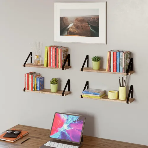 Miniatura 6 de Wallniture Ponza - Juego de 4 estantes flotantes para montaje en pared, estantes de pared para dormitorio, baño, sala de estar, cocina, tablero