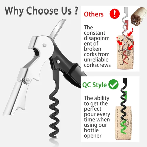 Miniatura 5 de Abridor de vino profesional, el mejor abridor de botellas para cerveza o vino, sacacorchos todo en uno, la elección favorita de sumillers, camareros