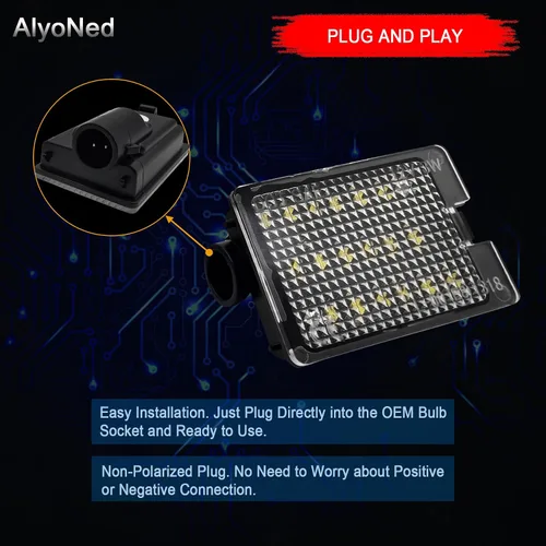 Miniatura 3 de AlyoNed - Luz LED para Placa de Matrícula, Compatible con Dodge Durango 2014-2022, Camioneta, Lente Transparente, 6500K Blanco