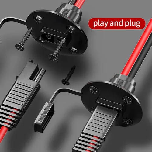 Miniatura 3 de ELFCULB Cable de Extensión de Enchufe SAE de Puerto de Pared Lateral de Alimentación 10AWG 2FT (0.6m) a Conectores SAE, con Fusible de 10A 15A 20A