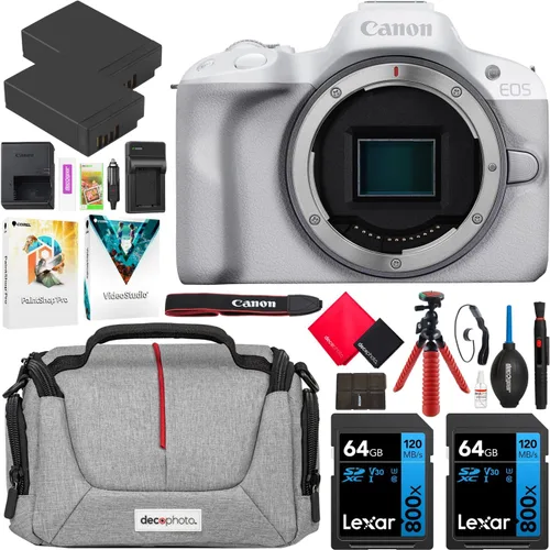 Miniatura 8 de Canon Cámara sin espejo EOS R50 (negro) con RF-S 0.709-1.772 in F4.5-6.3 es lente STM 5811C012 paquete con bolsa de fotografía Deco Gear + 2