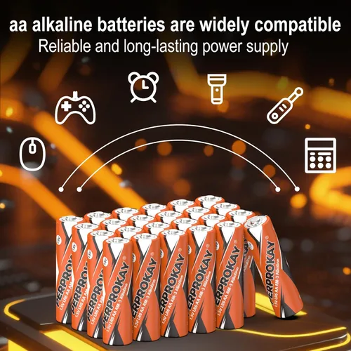 Miniatura 3 de perprokay Paquete de 24 pilas AA – Alcalinas de 1.5 V de larga duración doble A con vida útil de 10 años para dispositivos de oficina y hogar