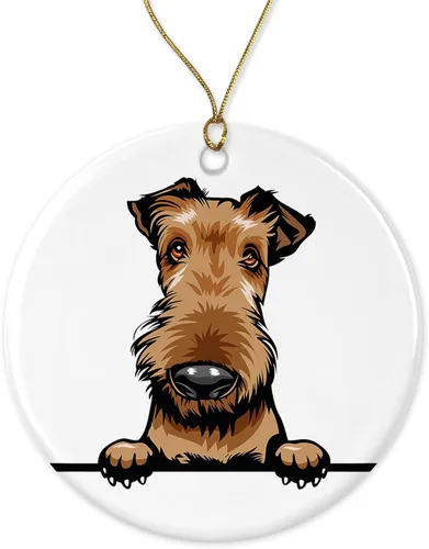 Adorno de decoración de Navidad – Adorno de perro Airedale – Decoración de Feliz Navidad – Adorno de recuerdo Airedale impreso en ambos lados