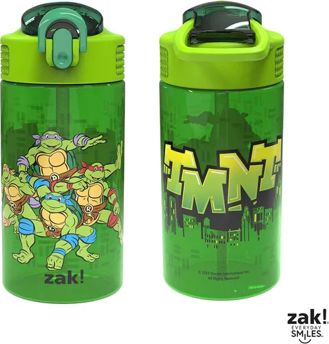 Miniatura 7 de Zak Designs Teenage Mutant Ninja Turtles - Botella de agua para niños para la escuela o viajes, paquete de 2 botellas de agua de plástico duradero