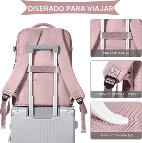Miniatura 6 de coowoz Mochila grande de viaje para mujeres y hombres, mochila de transporte, mochila para senderismo impermeable, mochila deportiva para Rosa