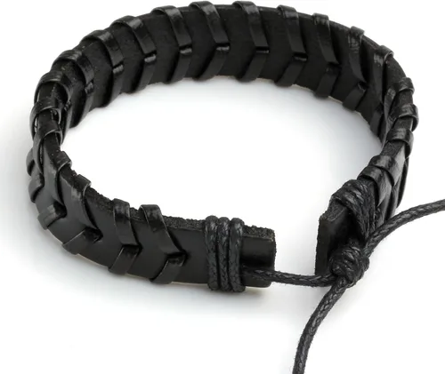 Miniatura 6 de Pulsera de piel sintética EIGSO hecha a mano para hombres estilo retro con nudo ajustable