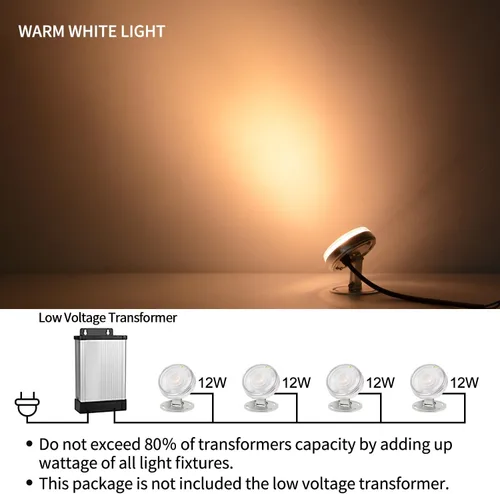 Miniatura 4 de Luz LED subacuática para estanque, aluminio resistente de 12 V, 3000 K, blanco cálido, IP68, impermeable, lámpara de paisaje para piscina, fuente