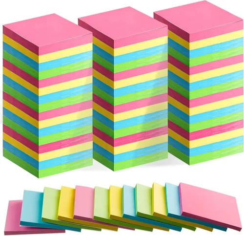 Miniatura 9 de Fainne Paquete de 120 notas adhesivas a granel de 3 x 3 pulgadas, bloc de notas autoadhesivas de papel multicolor para suministros escolares