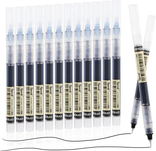 Miniatura 11 de Bolígrafos de Gel de Punta Fina Negra 12Pcs 0.5mm Bolígrafos de Gel de Bola de Tinta Líquida Negra Sin Manchas Sin Correr, Bolígrafo de Escritura