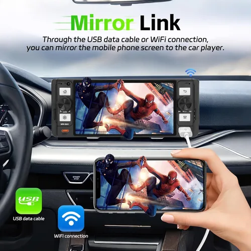 Miniatura 3 de Estéreo de radio DIN único para automóvil con Apple Carplay inalámbrico y Android Auto, pantalla táctil IPS de 5.7 pulgadas estéreo para automóvil