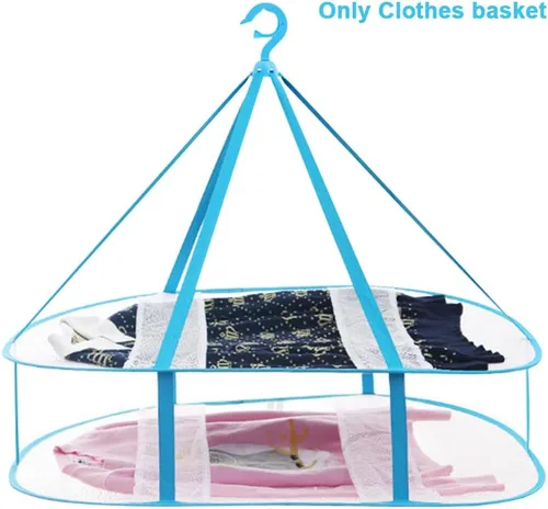 Miniatura 4 de Escurridor de ropa de malla plegada de 2 niveles, estante de secado de ropa apilable para suéteres, secadora de malla plegable para colgar, estante