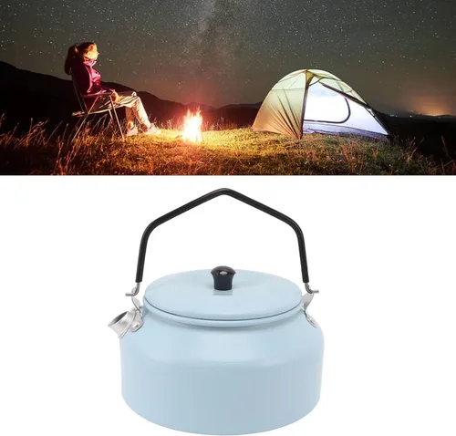 Miniatura 3 de Hervidor de camping portátil de 0.9 litros, cafetera portátil para exteriores, senderismo, equipo de cocina, hervidor de agua caliente con bolsa