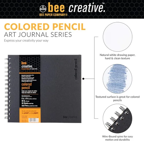 Miniatura 3 de Bee Paper - Diario de dibujo con lápices de color Bee Creative de 8" x 8