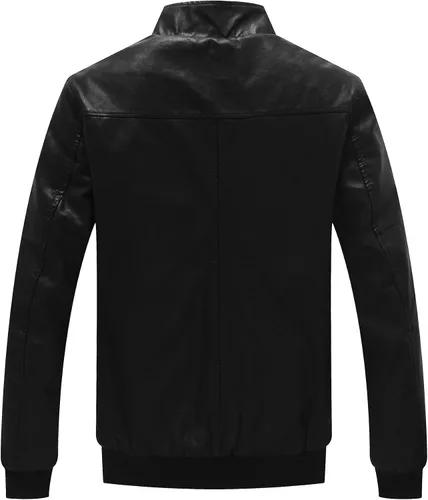 Miniatura 3 de WenVen Chaqueta de piel sintética con cuello alto y forro polar para hombre