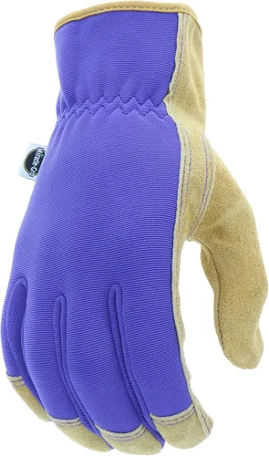 Miniatura 3 de Miracle-Gro MG23080 - Guantes de trabajo de paisajismo (1 par, mediano/grande) - Guantes de palma de cuero de vaca divididos con muñeca elástica