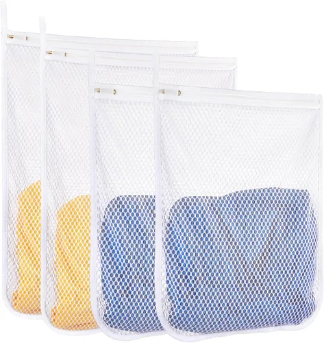 Miniatura 8 de 3 piezas Bolsas de lavandería duraderas de malla de panal para prendas delicadas 16" x 19" (2 grandes) 12" x 15" (1 mediana)