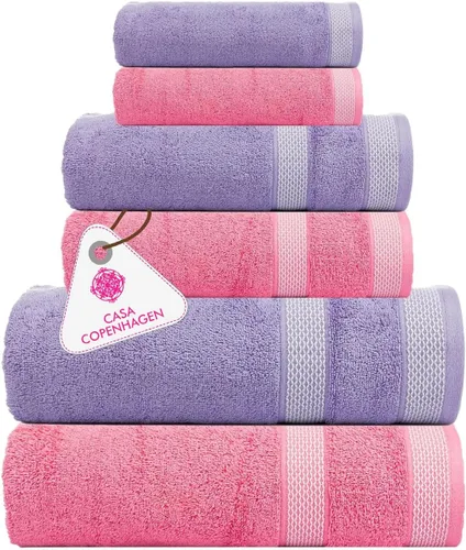 Miniatura 104 de CASA COPENHAGEN Solitaire Juego de 6 toallas - Negro, 600 GSM 2 toallas de baño 2 toallas de mano 2 toallitas, diseñadas en Dinamarca, hechas