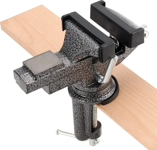 Miniatura 6 de Paquete de 2 tornillos de mesa universales de 3 pulgadas, tornillo de banco giratorio de 360°, abrazadera de base de trabajo portátil con juntas