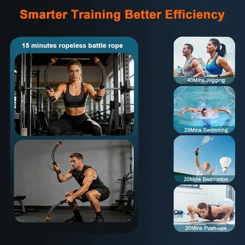 Miniatura 7 de Cuerdas de batalla sin cuerda, cuerdas de batalla inalámbricas con peso para gimnasio en casa, entrenamiento portátil de cuerpo completo HIIT Cardio