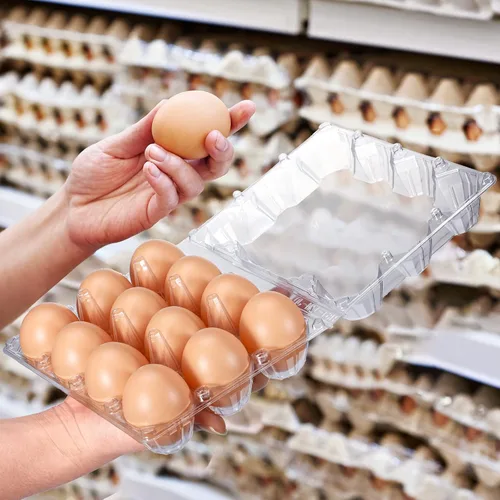 Miniatura 6 de Zubebe 200 Piezas Cartones de Huevos de Plástico Transparente - Bandeja Vacía a Granel para Pollos que Sostiene de Forma Segura para Granja Negocio