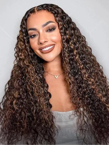 Miniatura 10 de Nadula Peluca Sin Deslizamiento 13x4 HD Rizada Birmana con Cordón de Cabello Humano con Extremos en Espiral de Dedo, Sin Pegamento Pre Cortada
