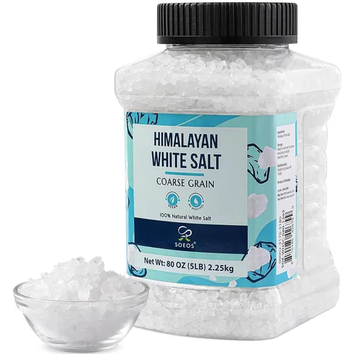 Miniatura 9 de Soeos Sal blanca del Himalaya de grano fino, 80 onzas (5 libras / 5.0 lbs), sal para cocinar, hornear, condimentar y uso diario en la cocina