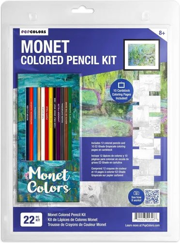 Juego de lápices de colores inspirados en Monet, lápices de colores de núcleo suave para amantes del arte con nombres temáticos, 12 colores
