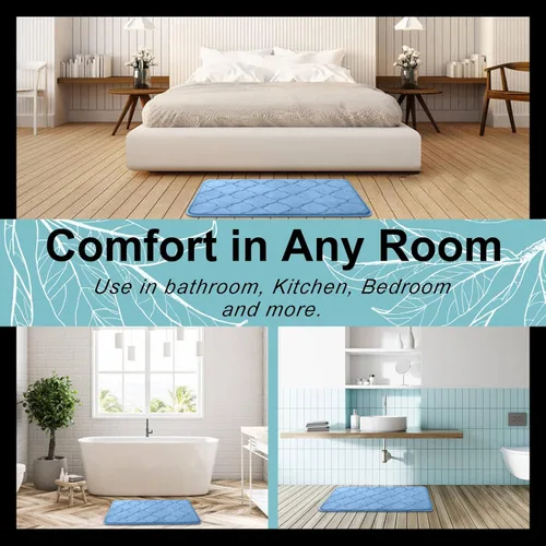 Miniatura 9 de OLANLY Alfombra de baño de espuma viscoelástica de 24 x 16 pulgadas, ultra suave y absorbente, antideslizante, cómoda, lavable a máquina, para suelo