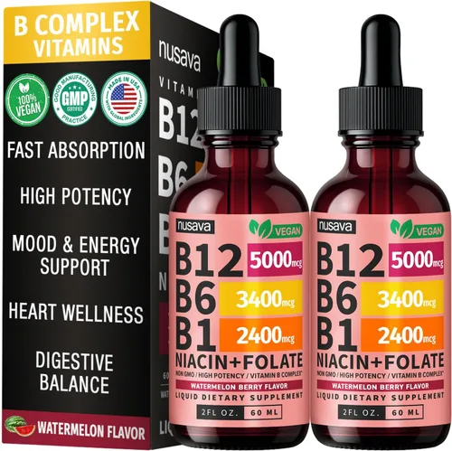 Miniatura 12 de Paquete de 2 gotas líquidas de vitamina B12 y B6, complejo de vitamina B sublingual B12 - Vitamina B 12 de 5000 mcg - B12 metilcobalamina