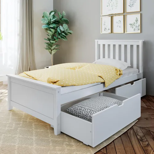 Miniatura 25 de Max & Lily - Cama individual, base de cama con cabecero para niños, listones, color blanco.